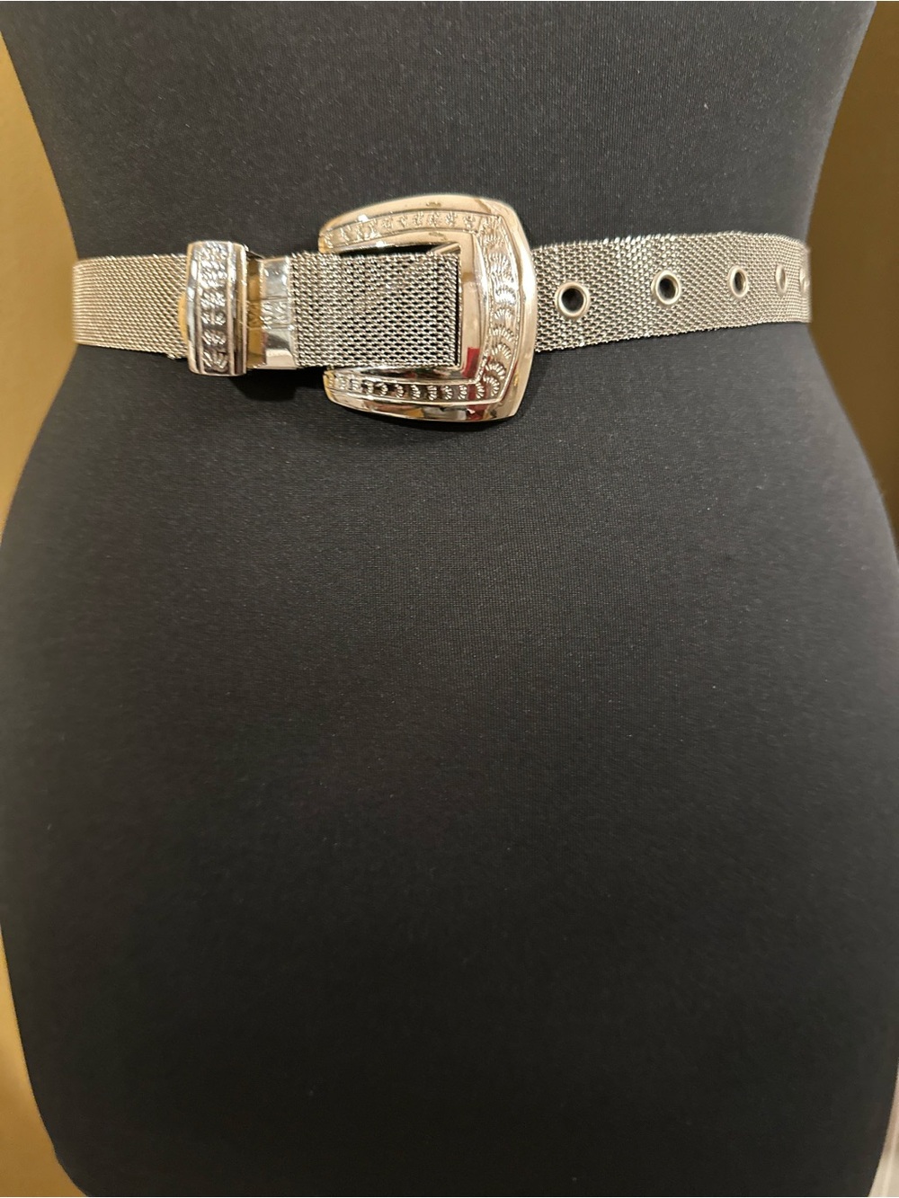 Women's  Vintage Silver Mesh Buckle Belt